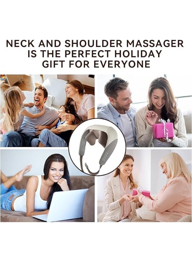 Mini Shiatsu Neck & Shoulder Massager with Heat - Portable Deep Tissue Pain Relief Electric Massager - Kneading Massage Pillow for Men & Women (Grey) - Image 2