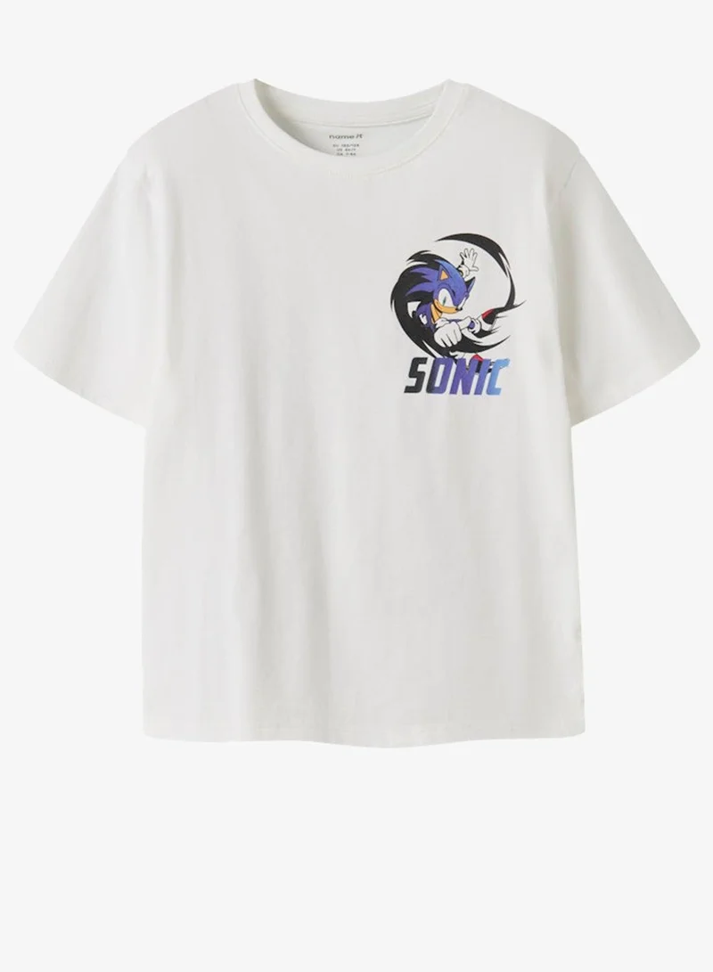 Name It Bright White Kids Sonic Crew Neck T-Shirt for Men | Best Price UAE