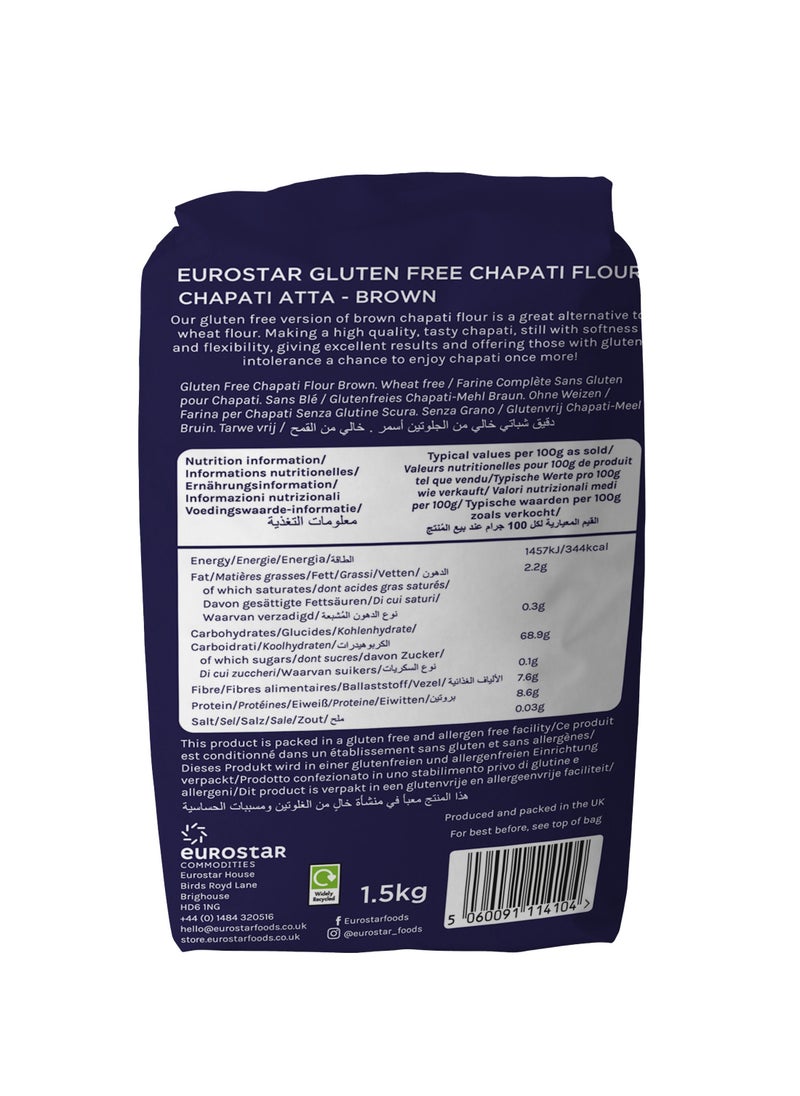 Eurostar - Eurostar Brown Chapati Atta Flour Gluten Free 1.5kg - Image 1