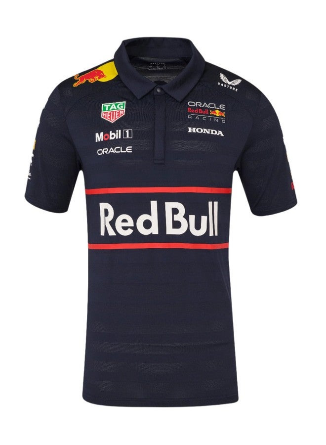 Castore Oracle Red Bull Racing Junior Teamline Polo Shirt – Night Sky | Official Red Bull F1 Polo for Kids | F1 Shirt with Team & Sponsor Logos - Image 1