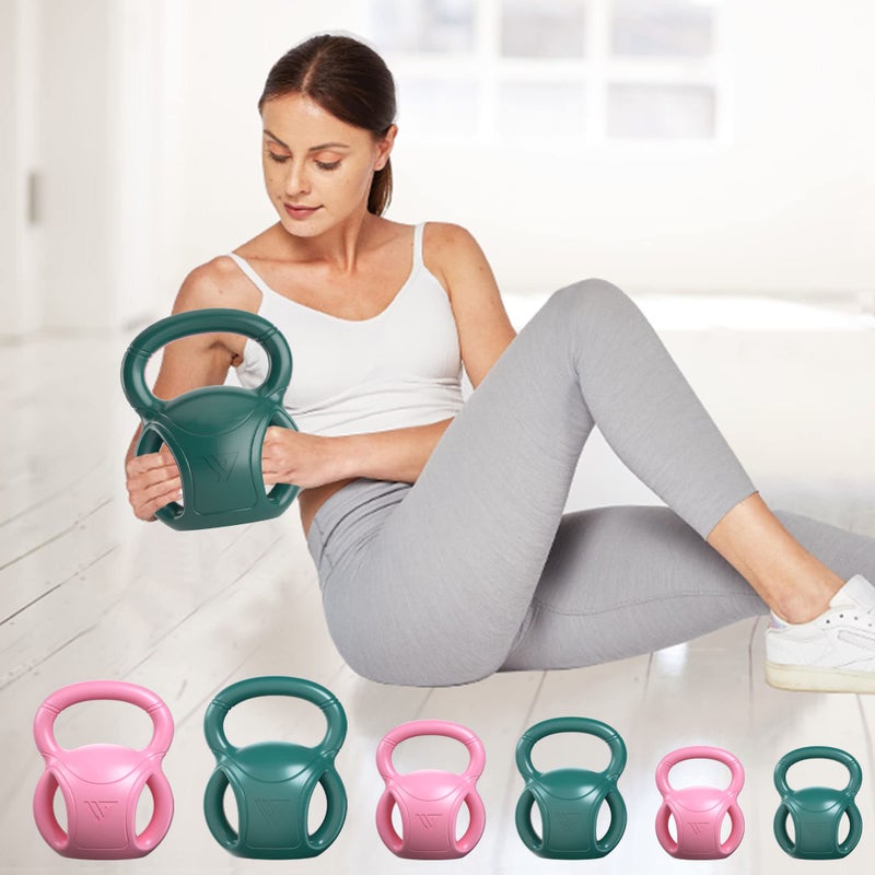 5 lb Kettlebell Weight with Threehandles for Weightlifting Conditioning and Core Training for Women Men Home Gym 2022 LatestGreen