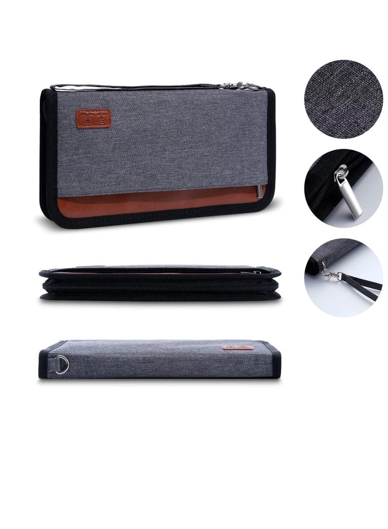 SOLARAE Travel Wallet and Family Passport Holder Organizer with RFID Blocking, Zippered Compartment for ID, Money, Tickets, and Luggage Tag - Durable Materials (Gray) - Image 4