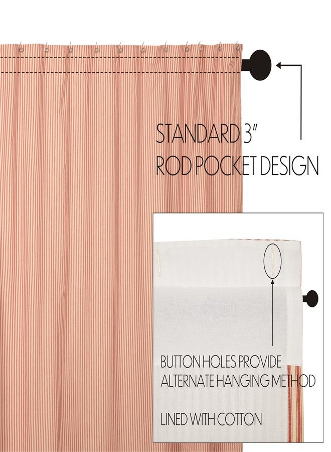 VHC Brands Sawyer Mill Red Decorative Farmhouse Ticking Stripe Shower Curtain with Buttonholes 72x72 - Image 5