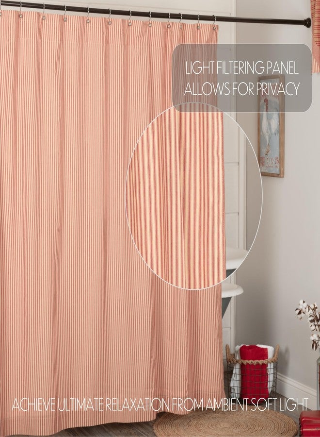 VHC Brands Sawyer Mill Red Decorative Farmhouse Ticking Stripe Shower Curtain with Buttonholes 72x72 - Image 3