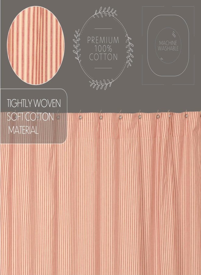 VHC Brands Sawyer Mill Red Decorative Farmhouse Ticking Stripe Shower Curtain with Buttonholes 72x72 - Image 4