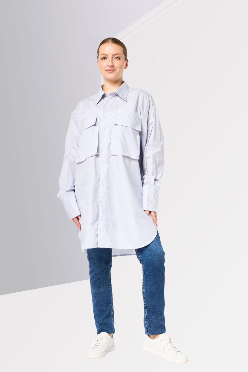 G-Star RAW Women Regular Fit Long Sleeve Plain Casual Shirt, Lavender - Image 2