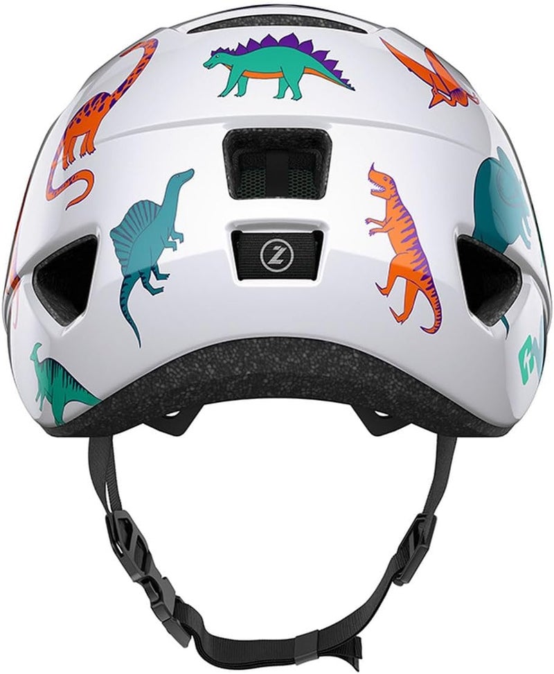 Lazer PNut KinetiCore Kids Bike Helmet with Dinosaur Design, White - Image 4