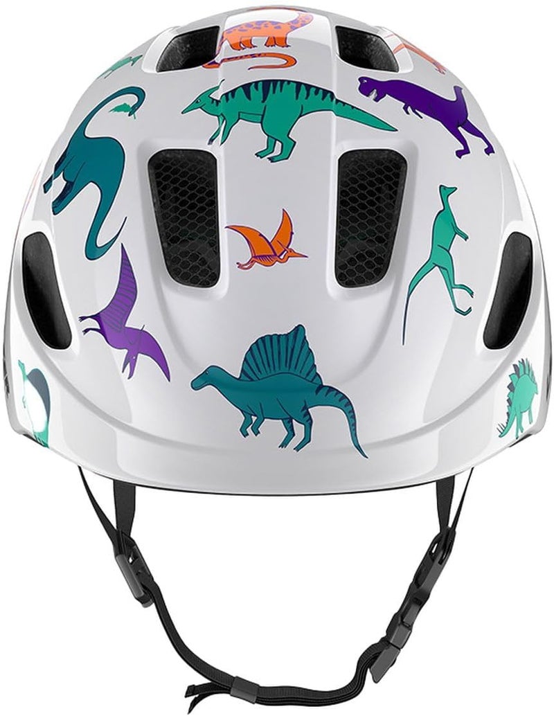 Lazer PNut KinetiCore Kids Bike Helmet with Dinosaur Design, White - Image 2