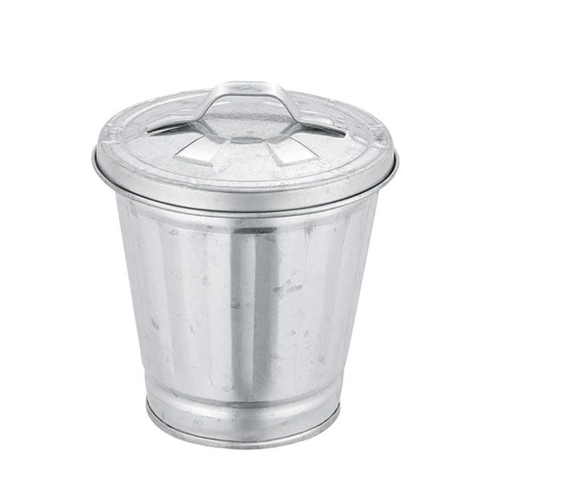 aoukoslt Silver Mini Galvanized Trash Can with Lid Metal Buckets with Lids Wastebasket Trash Can Metal Rubbish Bin Tabletop Can Flower Pot Pen Holde Trash Waste Receptacles and Liners - Image 1