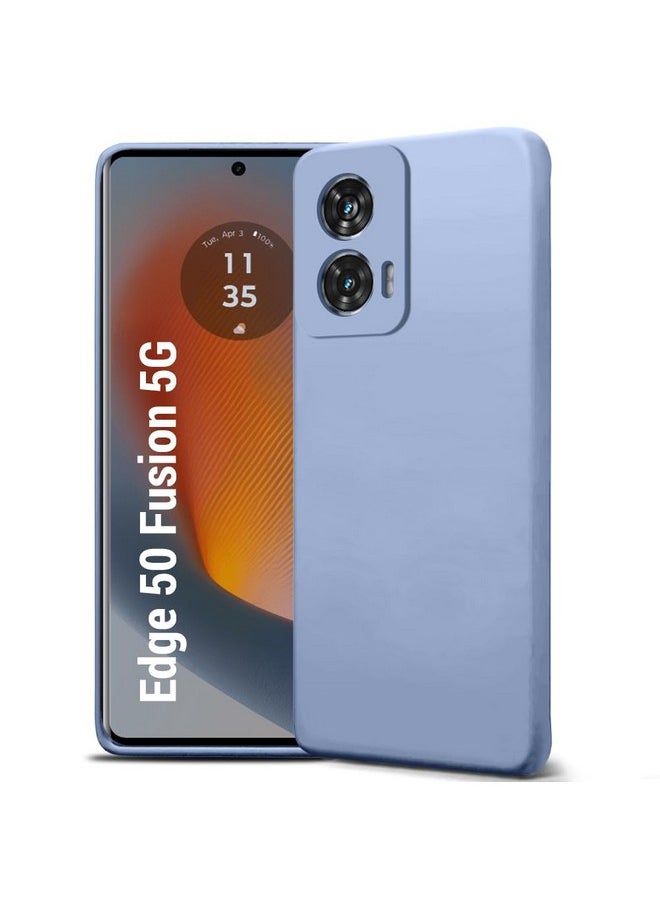 ذا جيفت كارت - جراب خلفي من السيليكون السائل من TheGiftKart لهاتف Motorola Edge 50 Fusion 5G | بطانة داخلية ناعمة من الألياف الدقيقة | حماية للكاميرا | غطاء مقاوم للصدمات لهاتف Moto Edge 50 Fusion (سيليكون، أزرق فاتح) - Image 1