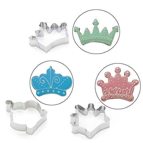Comais Crown Cookie Cutter Set of 3 pcs, Stainless Steel Princess Crown Shaped Fondant Cutters Baking Molds - Image 3