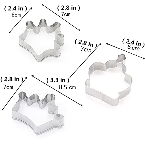 Comais Crown Cookie Cutter Set of 3 pcs, Stainless Steel Princess Crown Shaped Fondant Cutters Baking Molds - Image 2