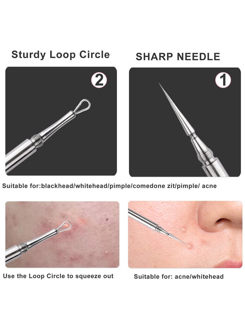 Zikra 2 Pack 2 in 1 Facial Milia Removal and Whitehead Extractor and Lancet Circle Loop and Sharp Needle Pimple Popper Tool Professional Blackhead & Blemish Remover for Nose Face - Image 3