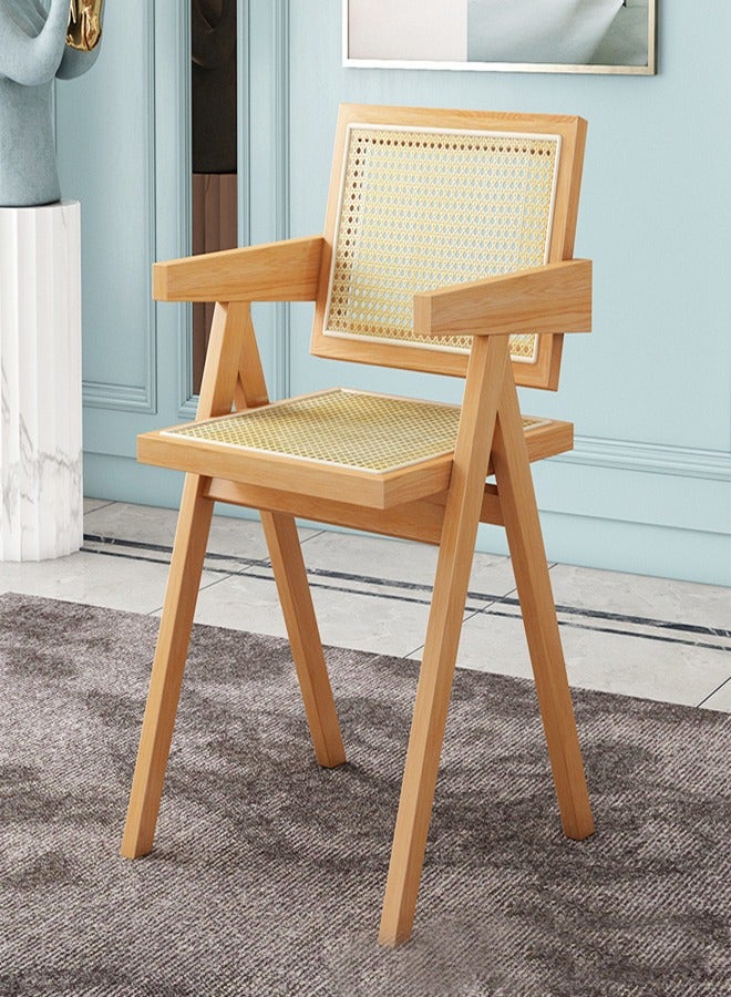 C&C Home 1-Piece Multifunction Modern Household Ergonomic Armrest Side Upholstered Rattan Comfortable Support Backrest Accent Chair for Office Hall Living Room Garden Balcony Yard 51.5x54x80 cm - Image 1