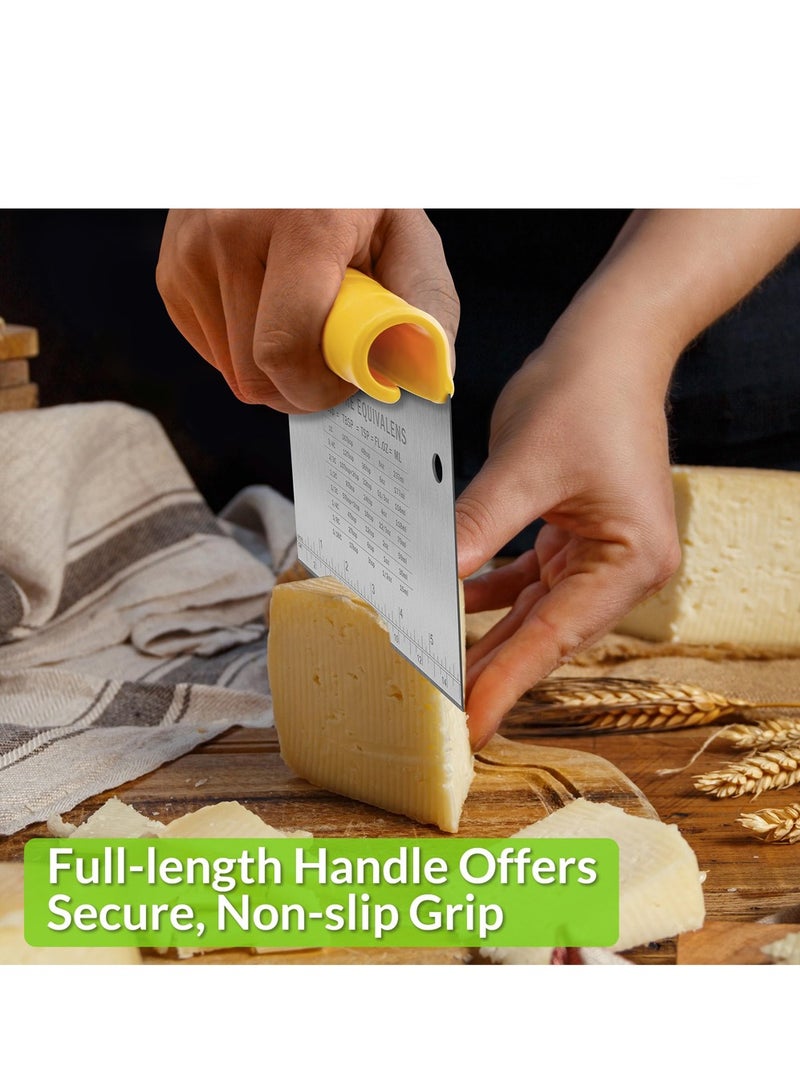 أداة تقطيع العجين ومكشطة من الفولاذ المقاوم للصدأ للمطبخ، أداة مكشطة طعام للمطبخ، أداة تقطيع البيتزا، مفرمة الطعام، أدوات مطبخ متعددة الأغراض، أصفر - Image 4