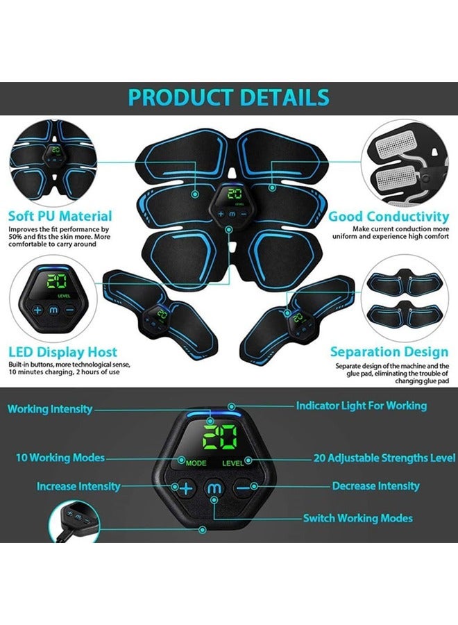 L&E ABS Stimulator Muscle Toner, abs Stimulator Military Grade EMS Muscle Stimulator Ab Machine for Ab/Arm/Leg, Abs Workout Equipment, ab Stimulator Belt Abdominal Belt Fitness  - Image 5