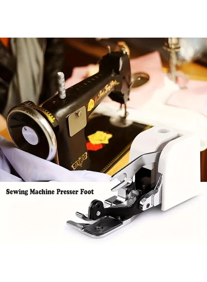 1pc Multi Functional Side Cutter Overlock Sewing Machine Presser Foot With Built In Cutting Knife Precise Lock Stitching White Compatible With Low Shank Sewing Machines Sewing Accessory Textile Cutting Tool Ergonomic Design Sharp Blade - Image 2