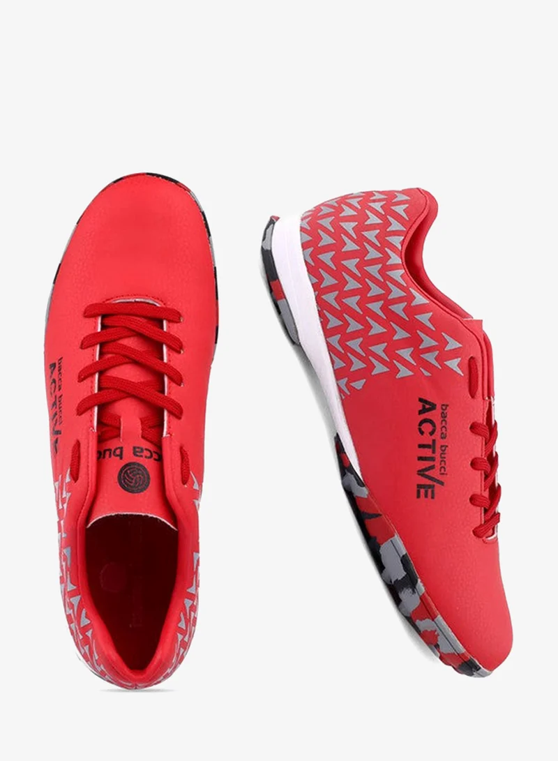 Bacca Bucci Red Lace-Up Football Shoes for Men