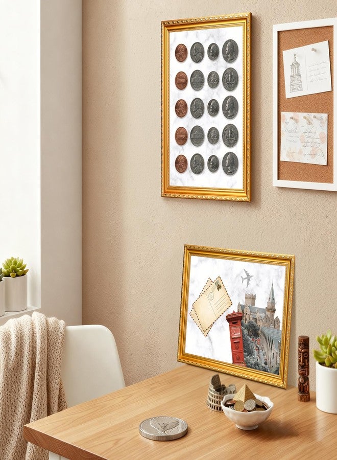 Fiwochic 17.5" x 13.7" Large Gold Magnet Display Board Marble Design Bulletin Board Souvenir Fridge Magnets Collection Display Notes, Photos, Memo and More Magnetic Frame for Wall Table Refrigerator - Image 4