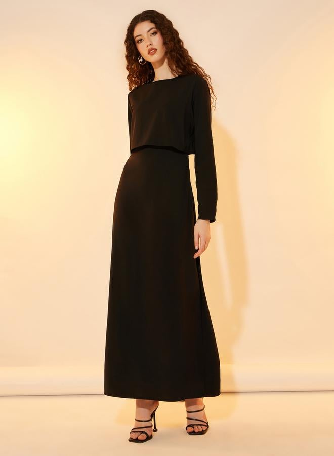 تايك تو فستان ماكسي بياقة دائرية بتصميم 2 في 1 - Image 1