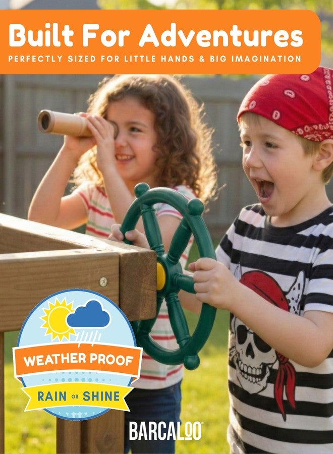 Barcaloo Playground Equipment Bundle Set with Kids Pirate Telescope, Pirate Steering Wheel & Flags, Jungle Gym Playset Accessories for Backyard Swings, Playground Set for Backyards - Image 3