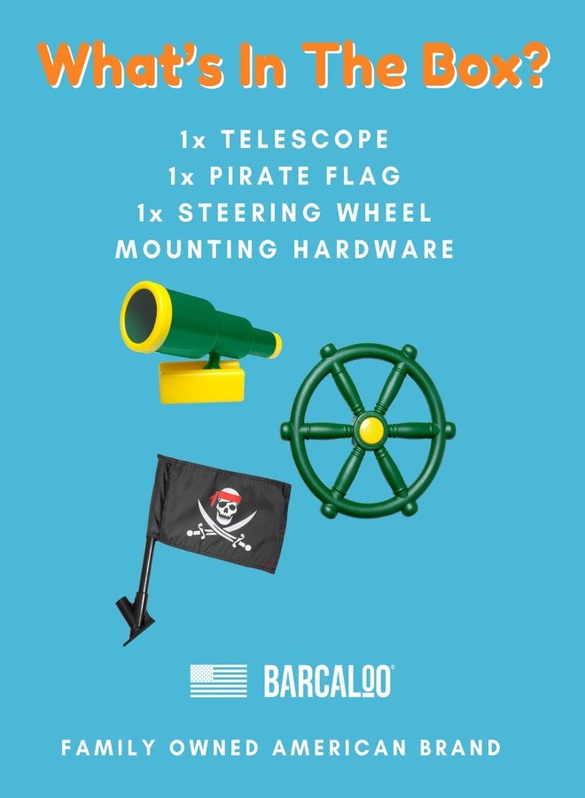 Barcaloo Playground Equipment Bundle Set with Kids Pirate Telescope, Pirate Steering Wheel & Flags, Jungle Gym Playset Accessories for Backyard Swings, Playground Set for Backyards - Image 5