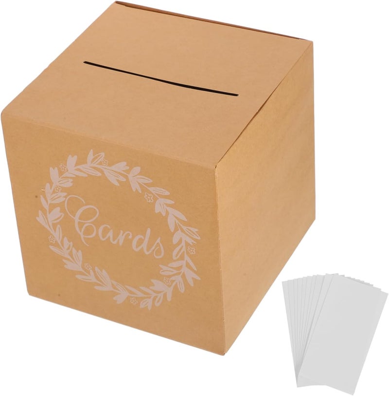 ULTECHNOVO 1set Kraft Wedding Card Box for Reception and Home Decor Versatile Card Holder for Weddings Graduations and Parties Easy Assembly - Image 1