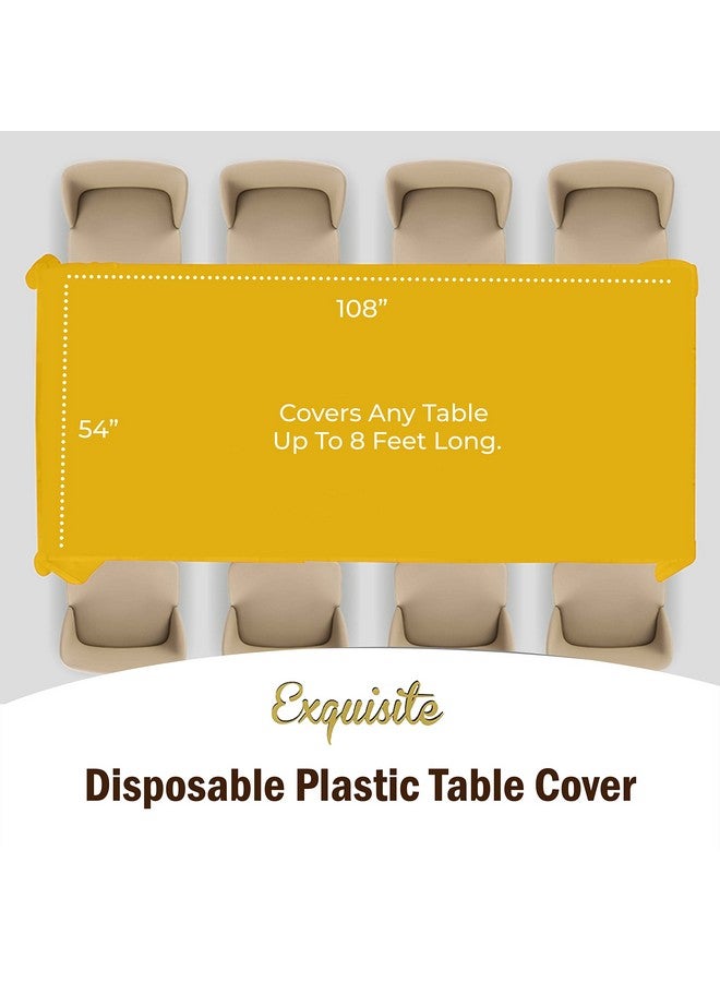 Exquisite 12-Pack Premium Plastic Tablecloth 54in. x 108in. Rectangle Table Cover - Yellow - Image 4