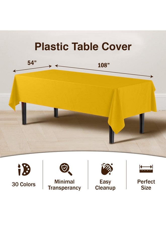 Exquisite 12-Pack Premium Plastic Tablecloth 54in. x 108in. Rectangle Table Cover - Yellow - Image 3