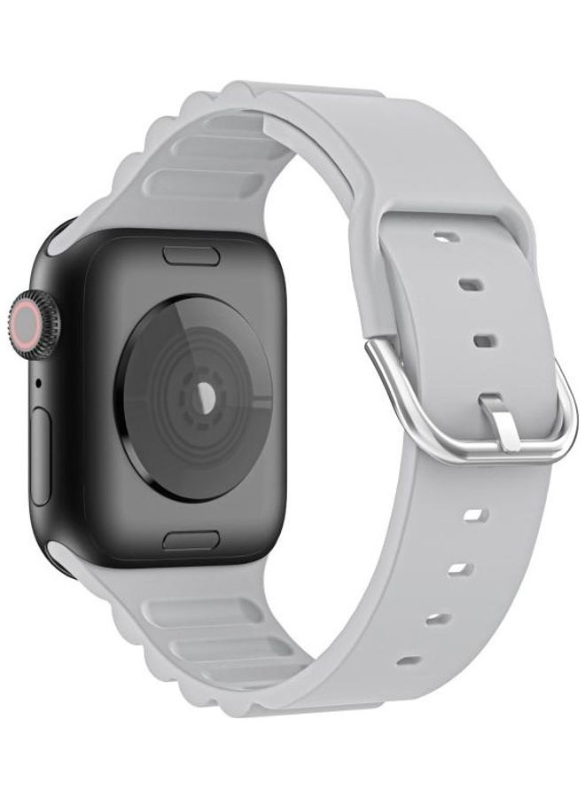 HuHa Ethnic Replacement Watchband for Apple Watch Series 1/2/3/4/5/6/7/SE 42/44/45mm Light Grey - Image 3