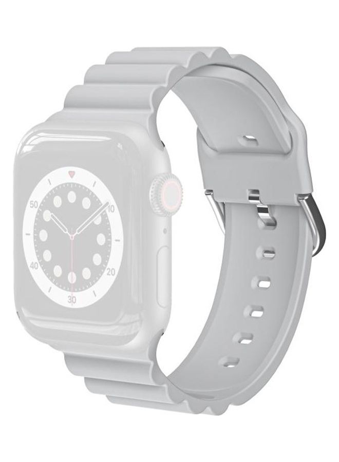 HuHa Ethnic Replacement Watchband for Apple Watch Series 1/2/3/4/5/6/7/SE 42/44/45mm Light Grey - Image 1