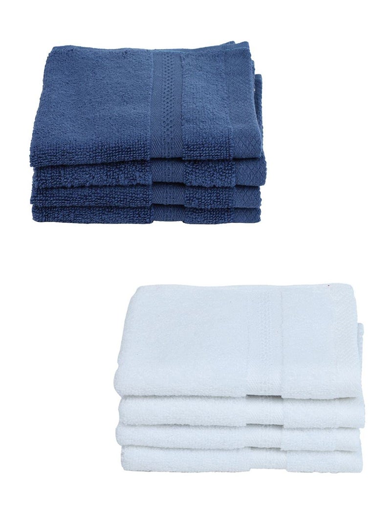 BIANCA Ultra Soft Zero Twist 100% Cotton Towel -8pc Face Towel (Paradiso) | Super Absorbent, Fluffy | AeroCore Organic Technology - for Men, Women, Gym, Kitchen Solid-Navy/White Navy/White - Image 2