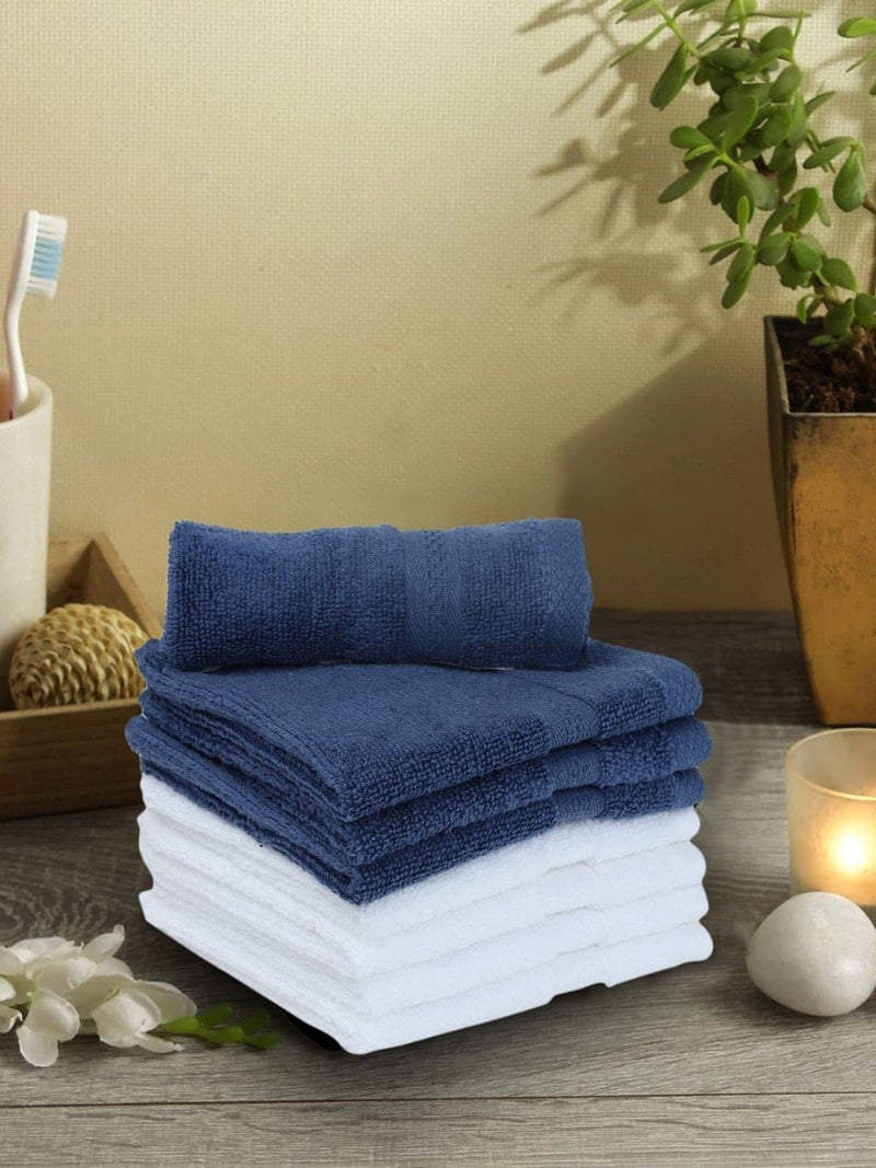 BIANCA Ultra Soft Zero Twist 100% Cotton Towel -8pc Face Towel (Paradiso) | Super Absorbent, Fluffy | AeroCore Organic Technology - for Men, Women, Gym, Kitchen Solid-Navy/White Navy/White - Image 1