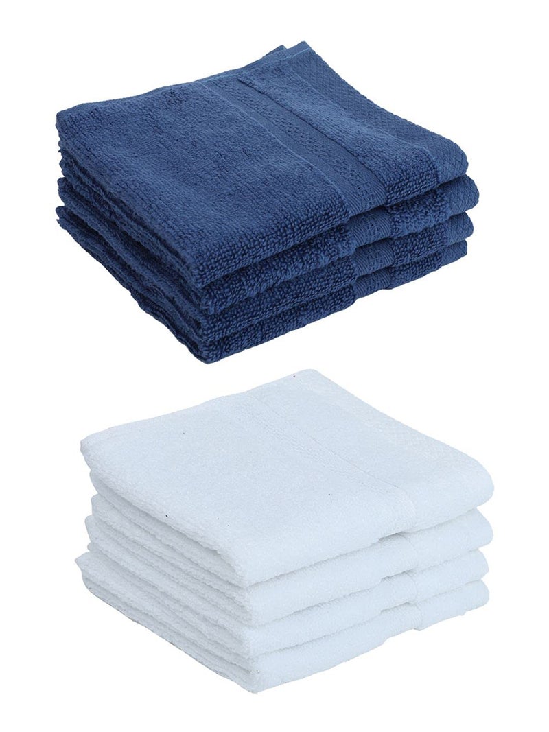 BIANCA Ultra Soft Zero Twist 100% Cotton Towel -8pc Face Towel (Paradiso) | Super Absorbent, Fluffy | AeroCore Organic Technology - for Men, Women, Gym, Kitchen Solid-Navy/White Navy/White - Image 3