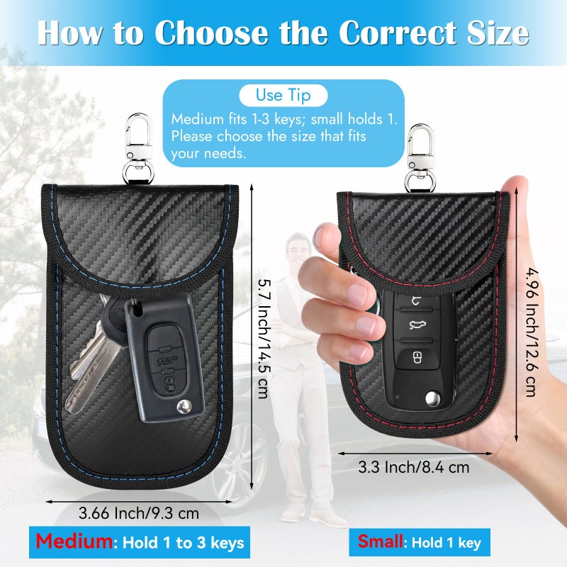 Hoiny 2 Pack Faraday Key Fob Protector, Premium Car RFID Signal Blocking Pouch, Secure Faraday Bag for Car Key Fob, Anti-Theft Case (Red+Blue, Small) - Image 5