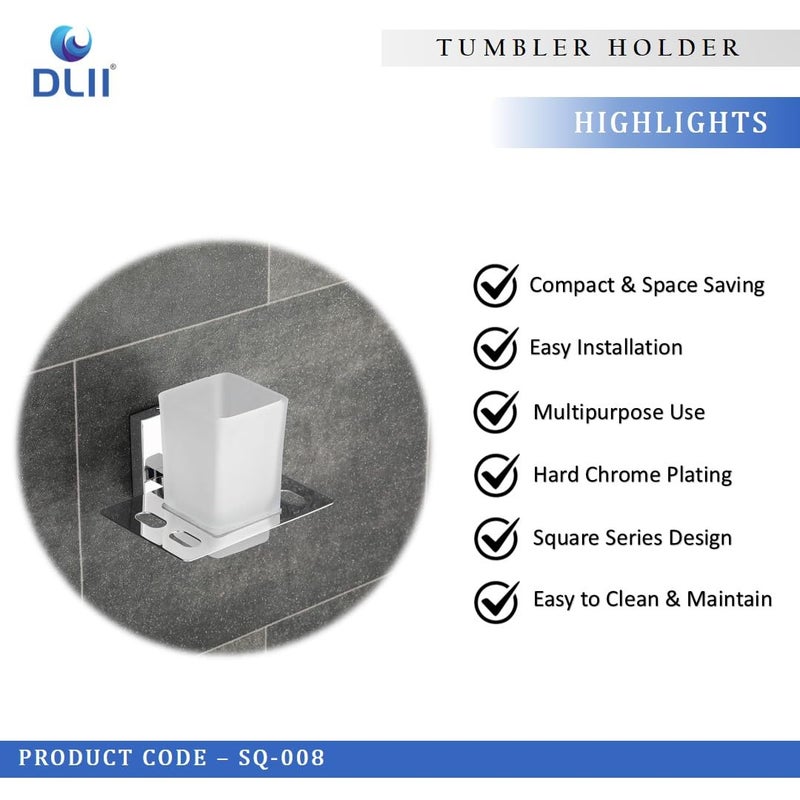 DLII® Square Tumbler Holder - Premium Stainless Steel 304 Grade | Toothbrush Organizer | Rust-Resistant Wall Mounted Brush Holder for Bathroom Accessory - Image 2