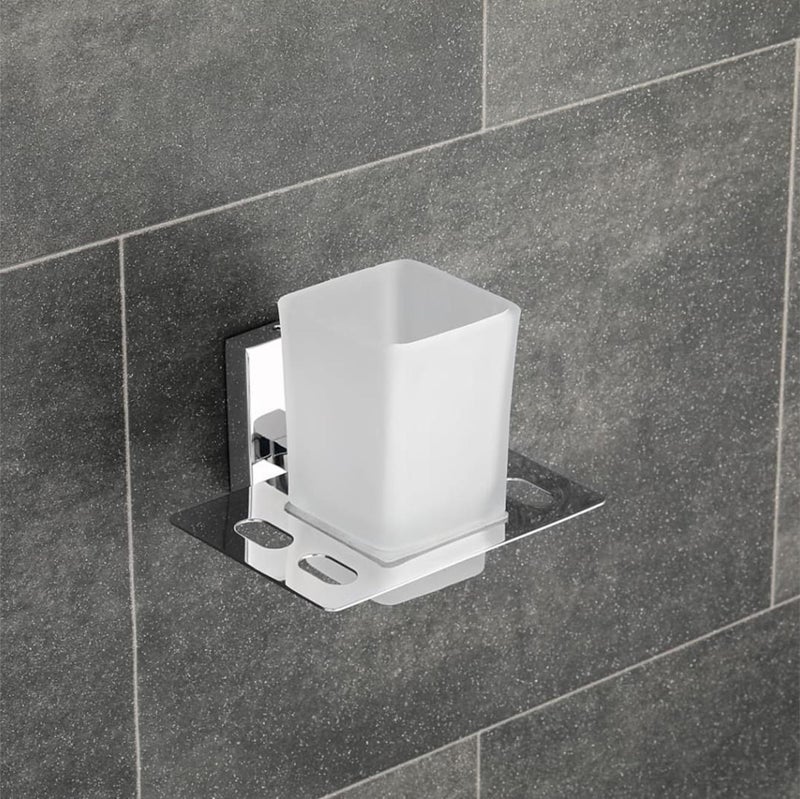 DLII® Square Tumbler Holder - Premium Stainless Steel 304 Grade | Toothbrush Organizer | Rust-Resistant Wall Mounted Brush Holder for Bathroom Accessory - Image 1