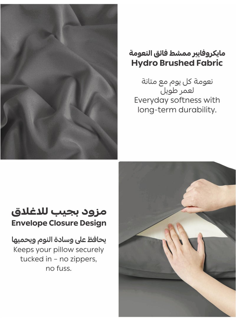 دوناتيلا طقم شرشف سرير سادة مقاس فردي من قطعتين من دوناتيلا، شرشف بحواف مطاطية مع غطاء وسادة، ملمس ناعم وحريري، عمق الجوانب 30 سم، مايكروفايبر ممشط منعش جيد التهوية - Image 5