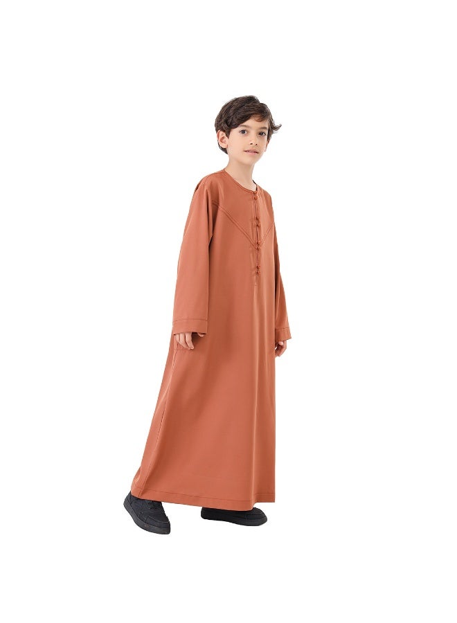 نيبمينينت Boy's Muslim Clothes Durable Kaftan Robe Dubai Long Gown Ethnic Clothes,1pc Soft Robe - Image 3