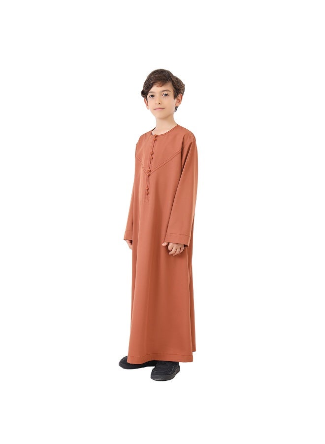 نيبمينينت Boy's Muslim Clothes Durable Kaftan Robe Dubai Long Gown Ethnic Clothes,1pc Soft Robe - Image 4