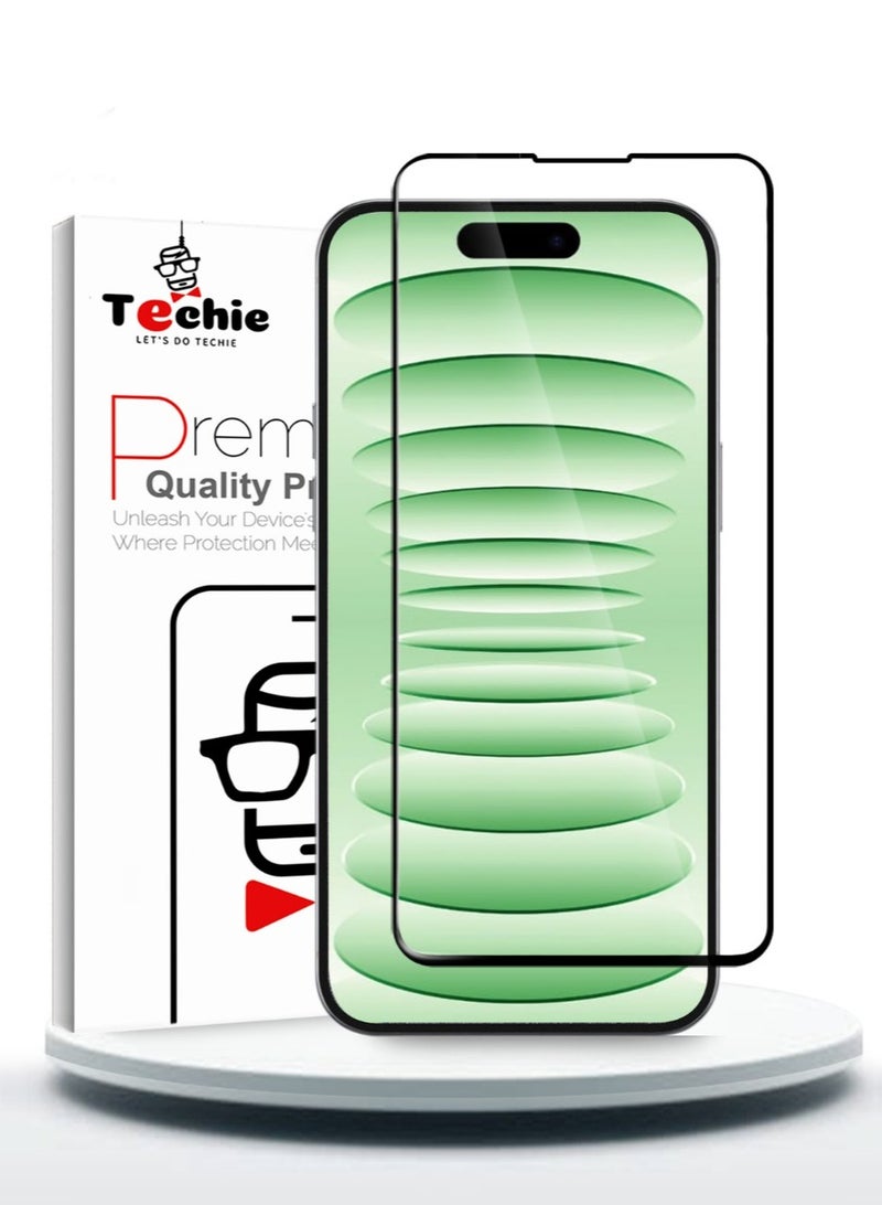 Techie حماية شاشة زجاجية مقسّاة HD بصلابة 10H تغطي كامل الشاشة لـ iphone 16 Plus - مضادة للخدوش، مضادة لبصمات الأصابع، وتقنية خالية من الفقاعات - Image 1