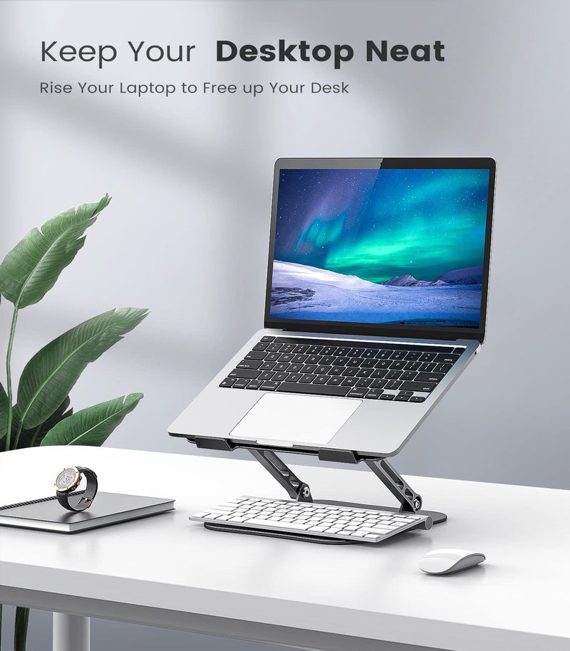 Orlian Adjustable Laptop Stand for Desk, Aluminum Portable Laptop Stand, Lightweight 500g, Foldable Ergonomic Computer Notebook stand Holder for 11-16" MacBook Air Pro, Dell XPS,HP Computer Notebook, Black - Image 4