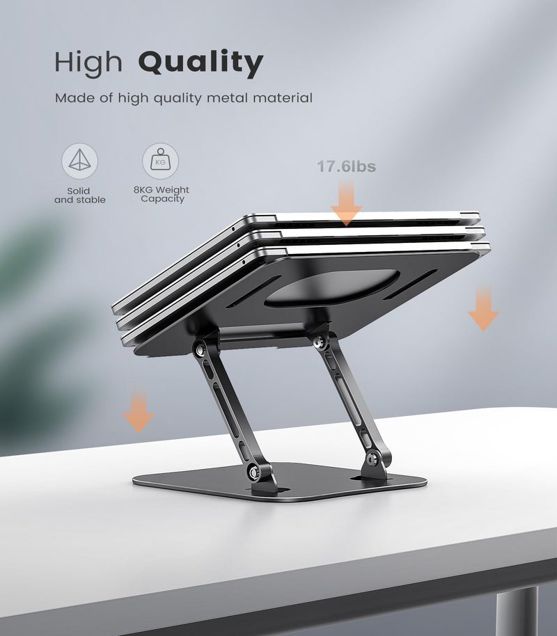 Orlian Adjustable Laptop Stand for Desk, Aluminum Portable Laptop Stand, Lightweight 500g, Foldable Ergonomic Computer Notebook stand Holder for 11-16" MacBook Air Pro, Dell XPS,HP Computer Notebook, Black - Image 5