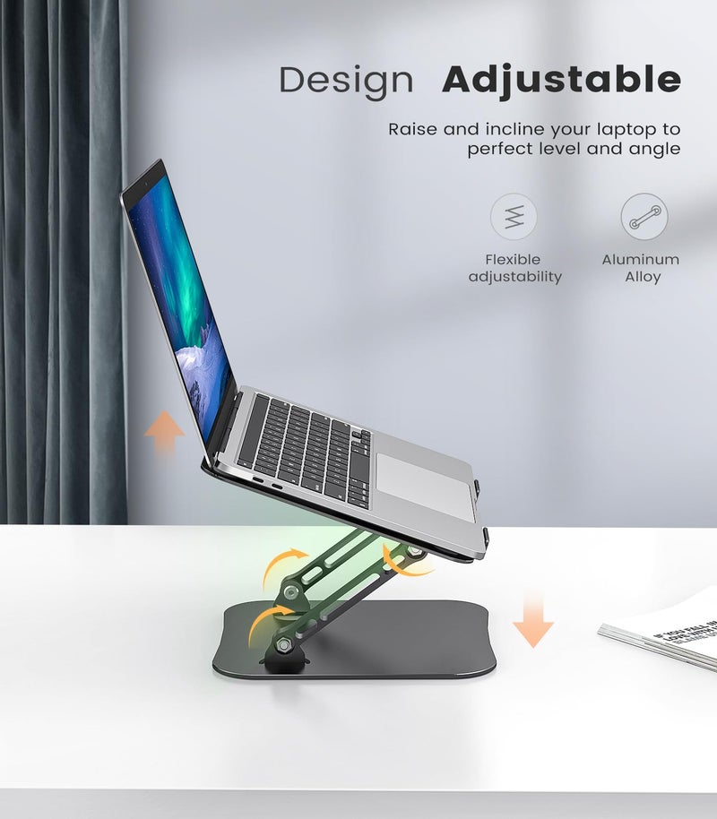 Orlian Adjustable Laptop Stand for Desk, Aluminum Portable Laptop Stand, Lightweight 500g, Foldable Ergonomic Computer Notebook stand Holder for 11-16" MacBook Air Pro, Dell XPS,HP Computer Notebook, Black - Image 3