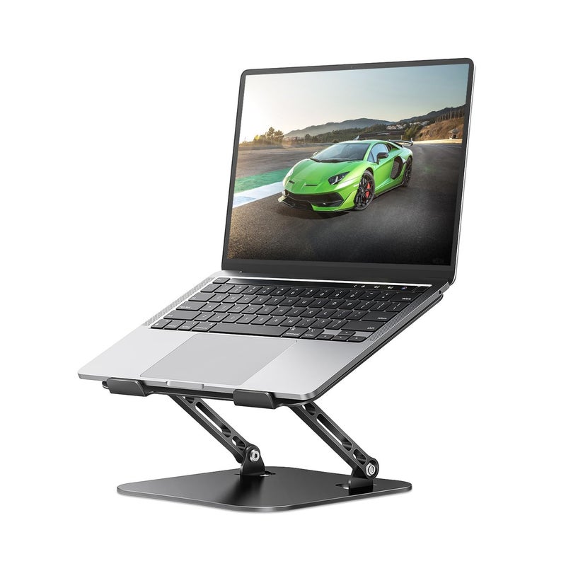 Orlian Adjustable Laptop Stand for Desk, Aluminum Portable Laptop Stand, Lightweight 500g, Foldable Ergonomic Computer Notebook stand Holder for 11-16" MacBook Air Pro, Dell XPS,HP Computer Notebook, Black - Image 1