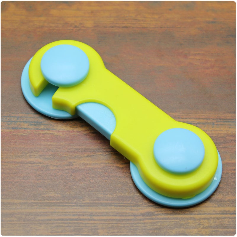 18-Color Flat Latch Lock for Refrigerator Drawers, Child Safety No. 7 Yellow + Blue 