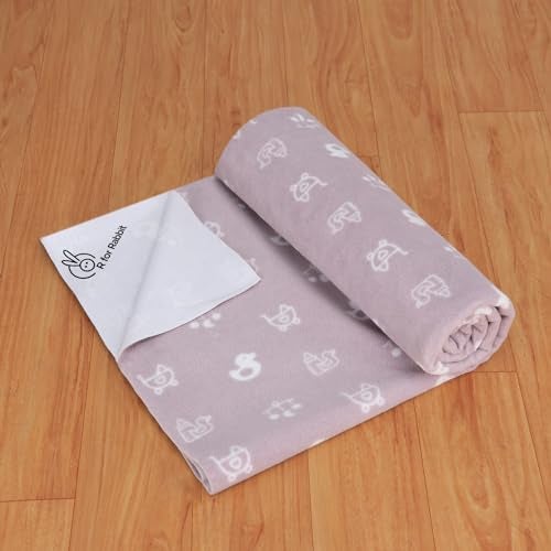 R for Rabbit Waterproof Quick Dry Sheet for Baby | Anti-Piling Fleece Breatheable Fabric Extra Absorbent Instant Dry Baby Bed/Cot Protector Mat (Size-L,Grey) - Image 1