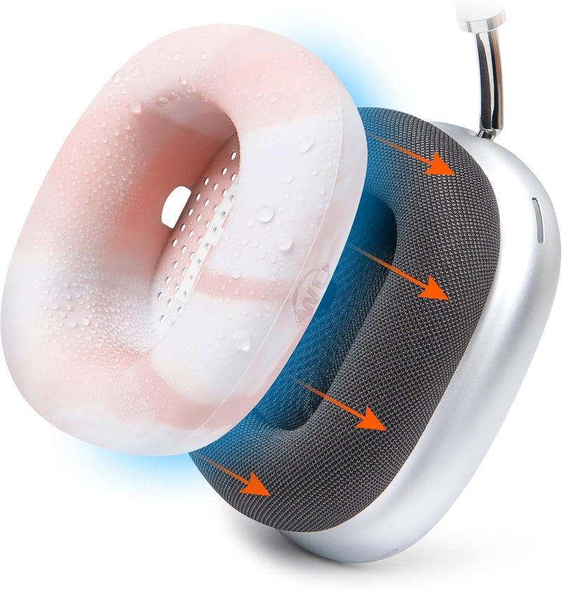 WC SweatZ Max - Patented Protective Earpad Covers for Airpods Max Made by Wicked Cushions | Sweatproof & Easily Washable | Full Earpad Sweat Protection | Pink Marble - Image 1