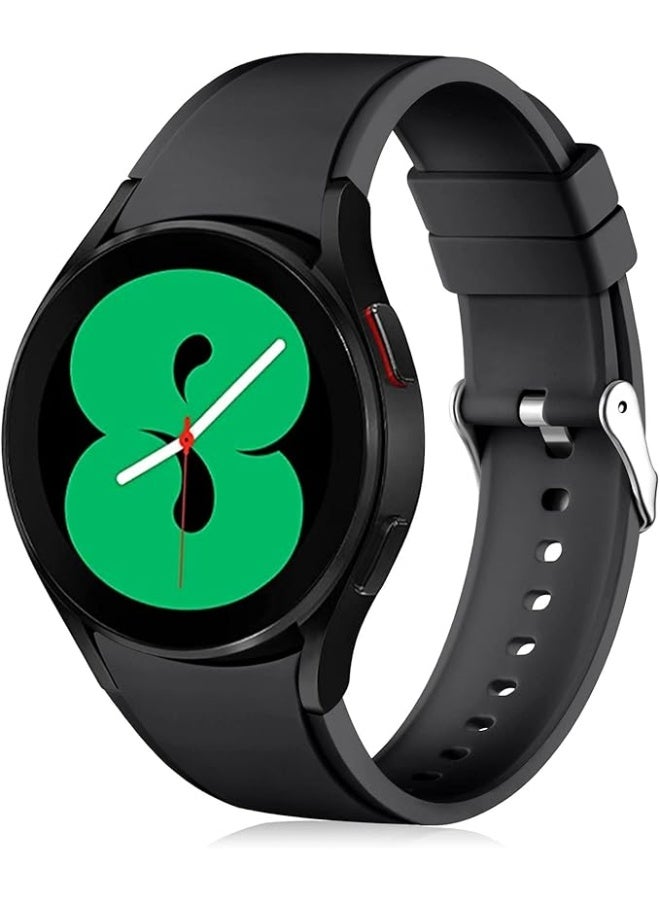 Silicone Strap for Samsung Galaxy Watch 4, Soft Band Ultra-Light Waterproof Durable Adjustable Replacement Wristband Color(Black) - Image 1