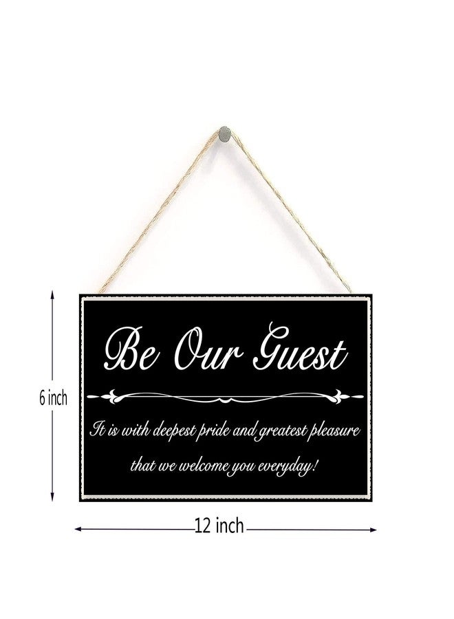 Henntile Be Our Guest Hanging Sign Decorative Wood Sign Home Decor Wood Door Sign Plaque 12" x 6" - Image 2